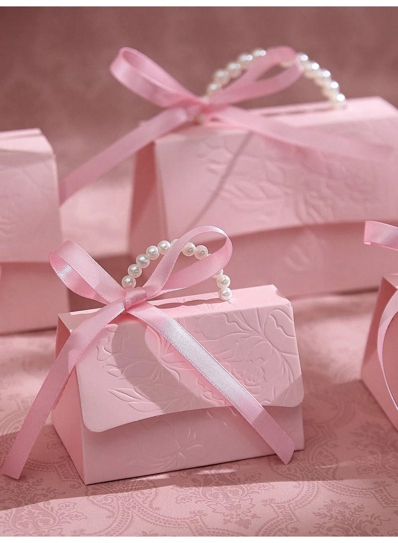 زينه العيد علب هدايا وتوزيعات العيد بتصميم مزهر منقوش أنيق يضيف لمسة فاخرة لتقديم هدايا العيد  مزود بمقبض بشكل لؤلؤ  مجموعه من 10 علب هدايا وتوزيعات العيد للحلوى والهدايا الصغيرة والمجوهرات وتوزيعات العيد للاحتفال بالعيد - Image 5